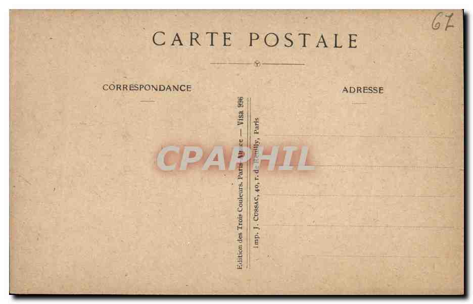 Femme en châle noir et ruban tricolore — Édition des Trois Couleurs, Paris — n° 67 — Verso