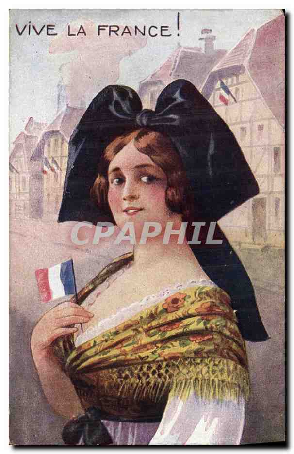Frau mit französischer Flagge — Vive la France! — Edition des Trois Couleurs, Paris