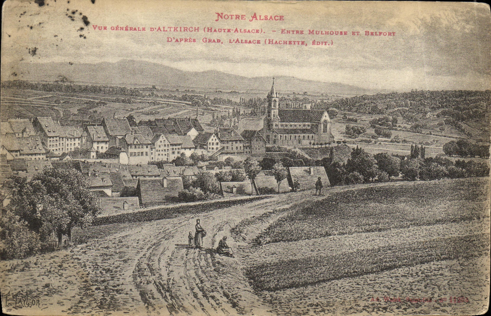 Vue générale d'Altkirch (Haute-Alsace) — entre Mulhouse et Belfort — Hachette, édit.