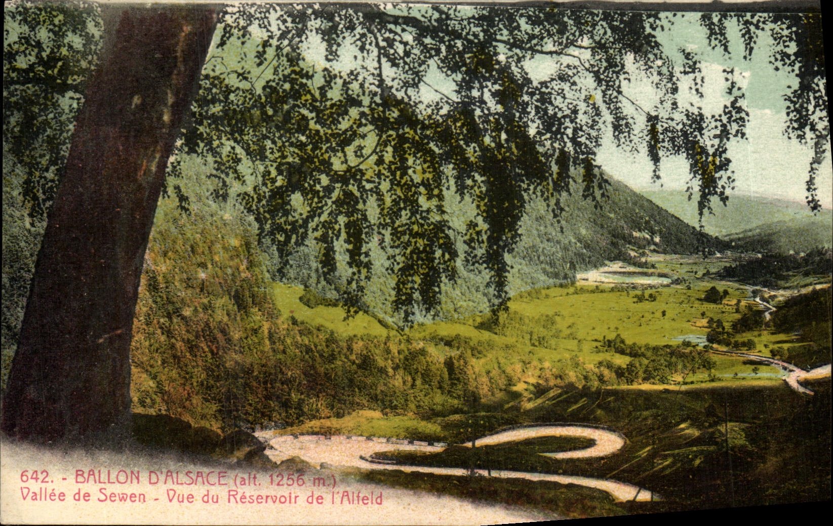 Vallée de Sewen — Vue du Réservoir de l'Alfeld — Ballon d'Alsace (alt. 1256 m.) — Cartes 'La Cigogne', Strasbourg