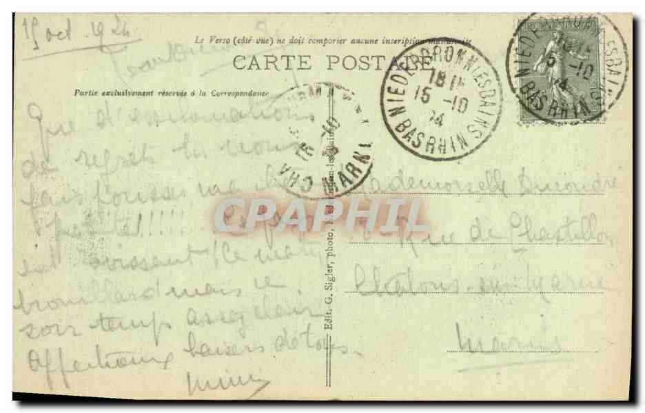CPA Niederbronn les Bains Jardin anglais  — Rückseite