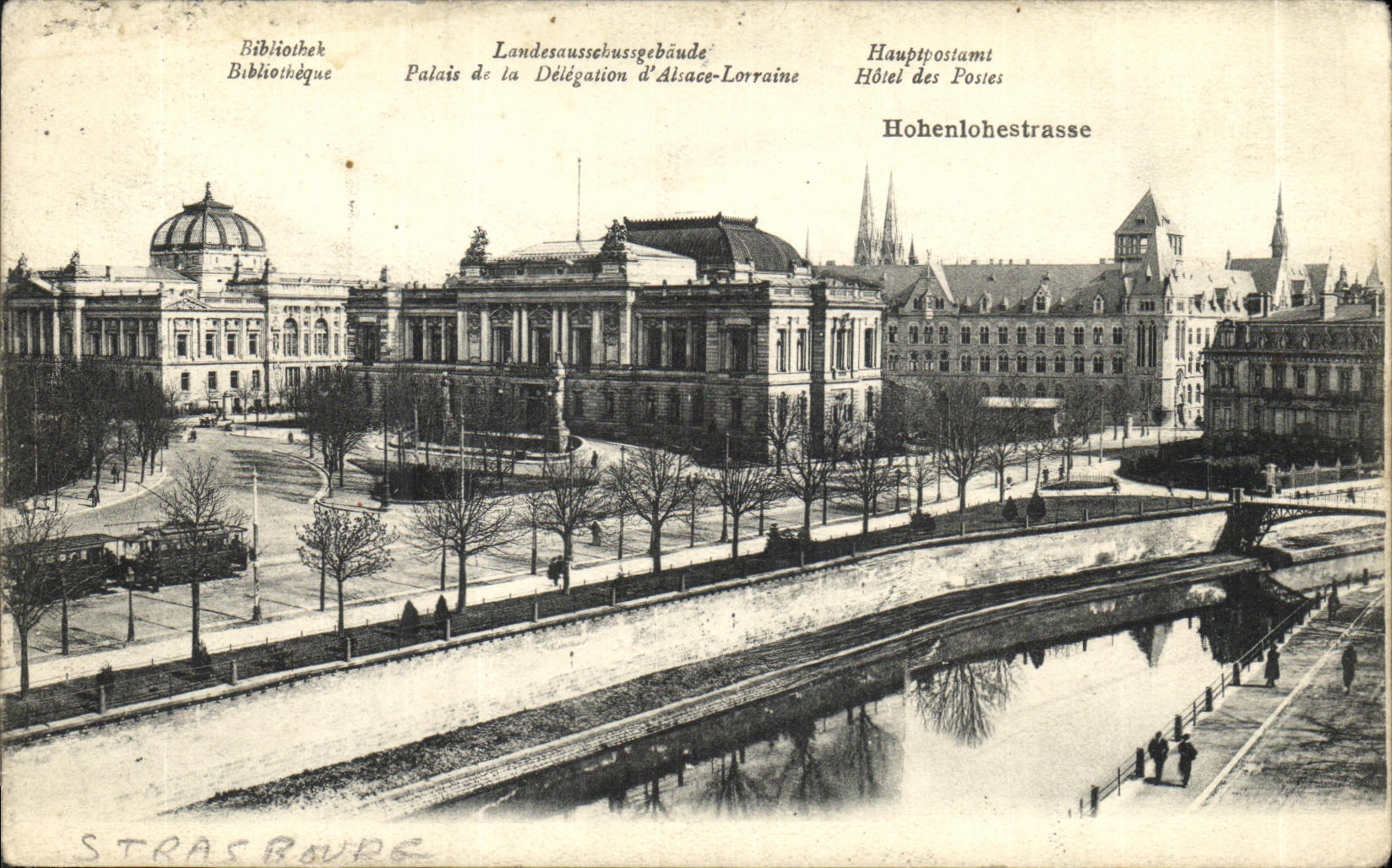 CPA Strasbourg Bibliotheque Hotel des Postes