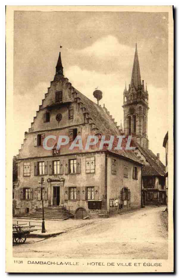 Dambach-la-Ville - Hôtel de Ville et Église — éditeur Braun & Cie, Dornach