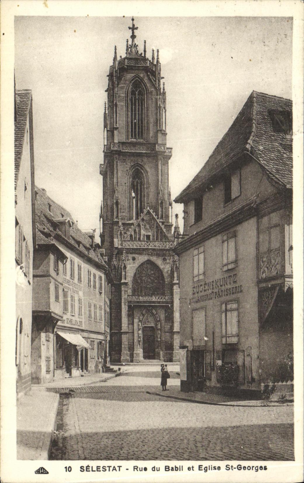 CPA Selestat Rue de Babil et Eglise St Georges