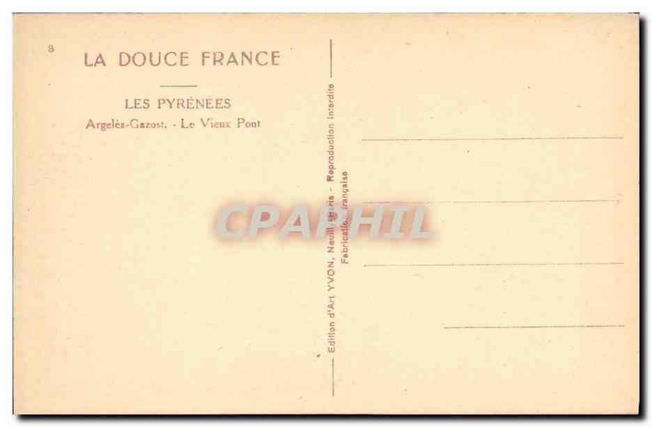 CPA Argeles Gazost Le Vieux Pont — Rückseite