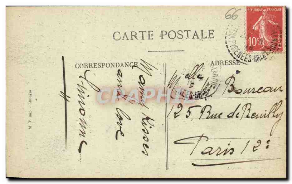 CPA Pont Gisclar Ligne de Chemin de Fer electrique de Villefranche a Bourg Madame — Rückseite