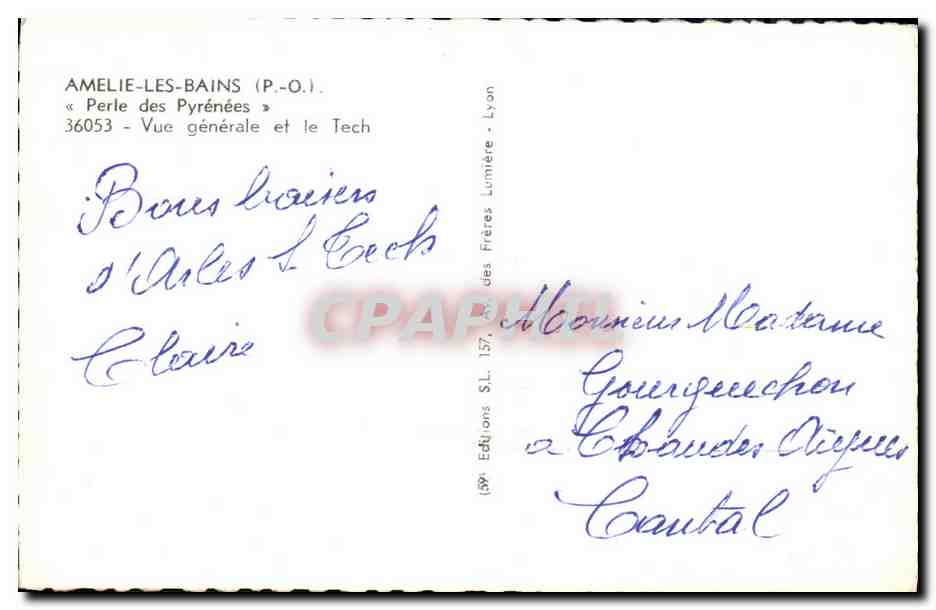 CPA Amelie les Bains Vue Generale et le Tech — Rückseite