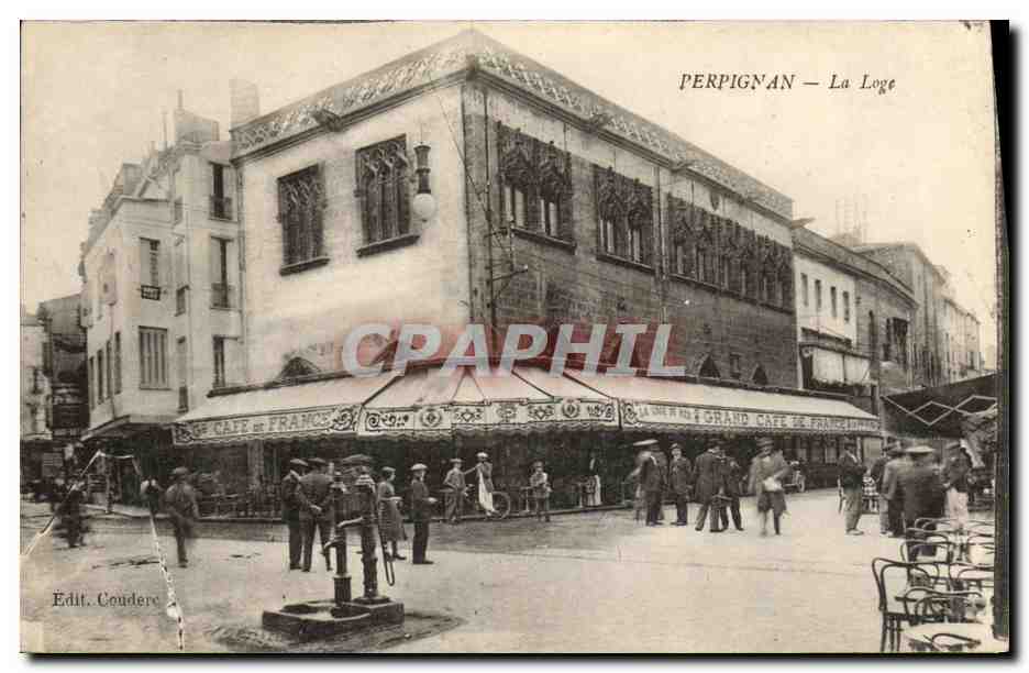 CPA Perpignan La Loge Grand Cafe de France