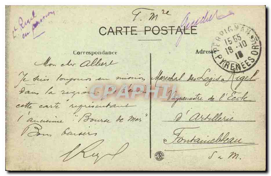 CPA Perpignan La Loge Grand Cafe de France — Rückseite