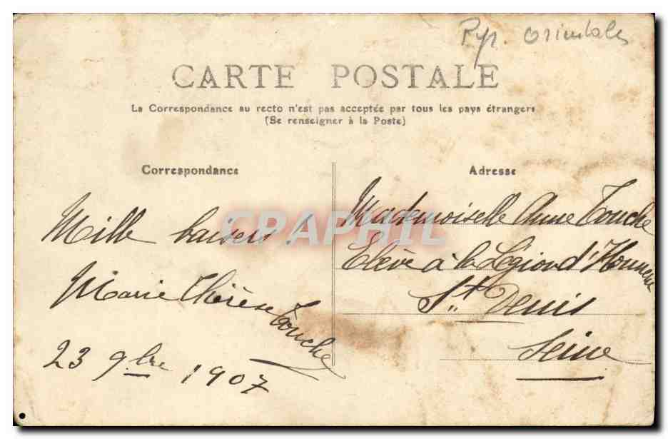 CPA Perpignan Place de la Loge et la Rue des Marchands — Rückseite