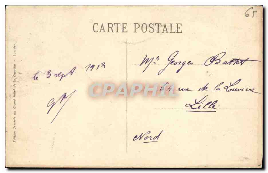 Chemin de fer Funiculaire du Pic du Jer — Platinographure L.C. Paris — n°139 — Verso