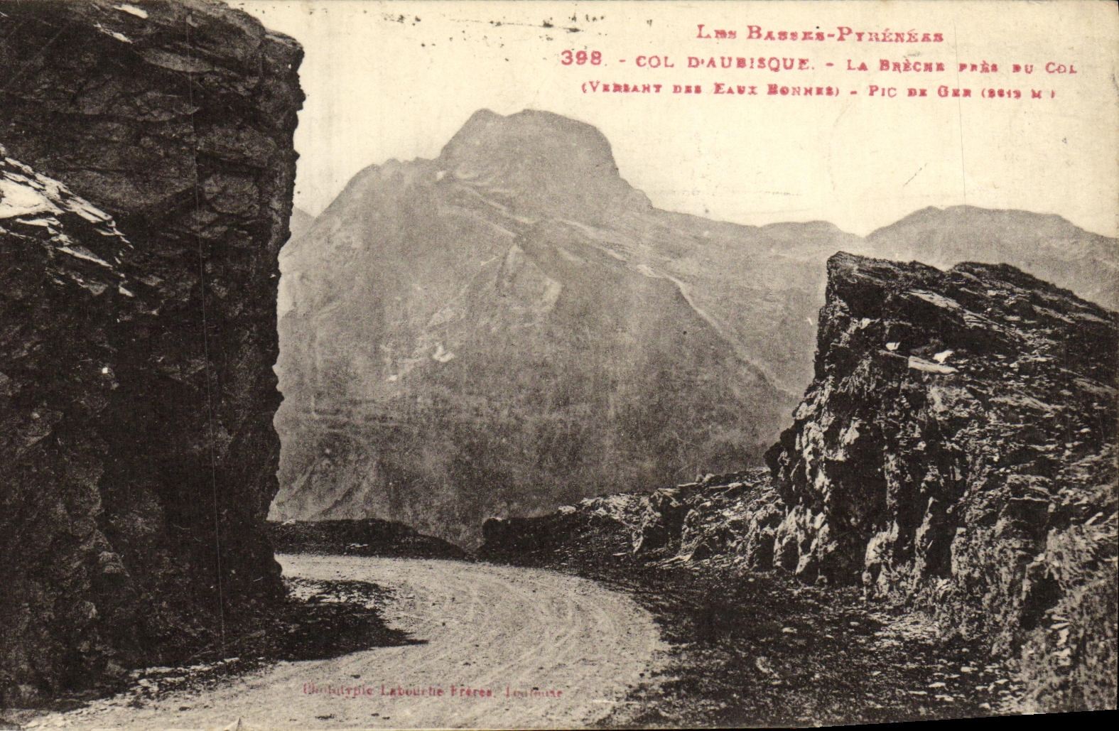 Col d'Aubisque - La Brèche près du col (Verdant des Eaux Bonnes) - Pic de Gen (2813 m) — Montpellier Labourtie Frères, n°398