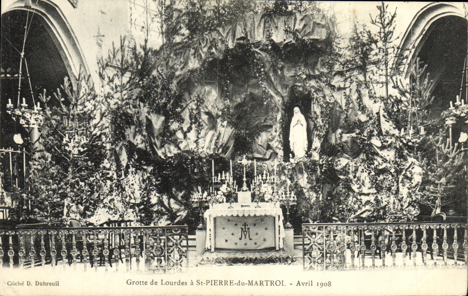 CPA Grotte de Lourdes St Pierre du Martrol Avril 1908
