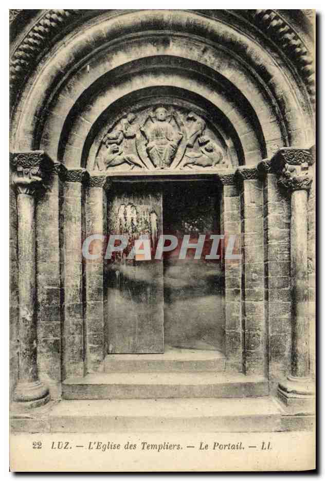 CPA Luz L Eglise des Templiers Le portail