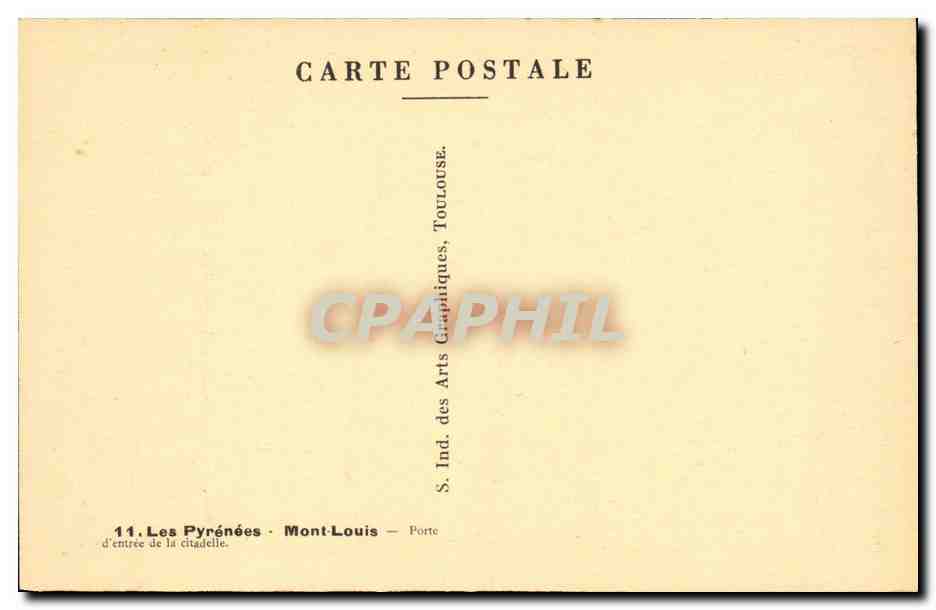 Mont-Louis — Porte d'entrée de la citadelle — ARGRA — Achterkant