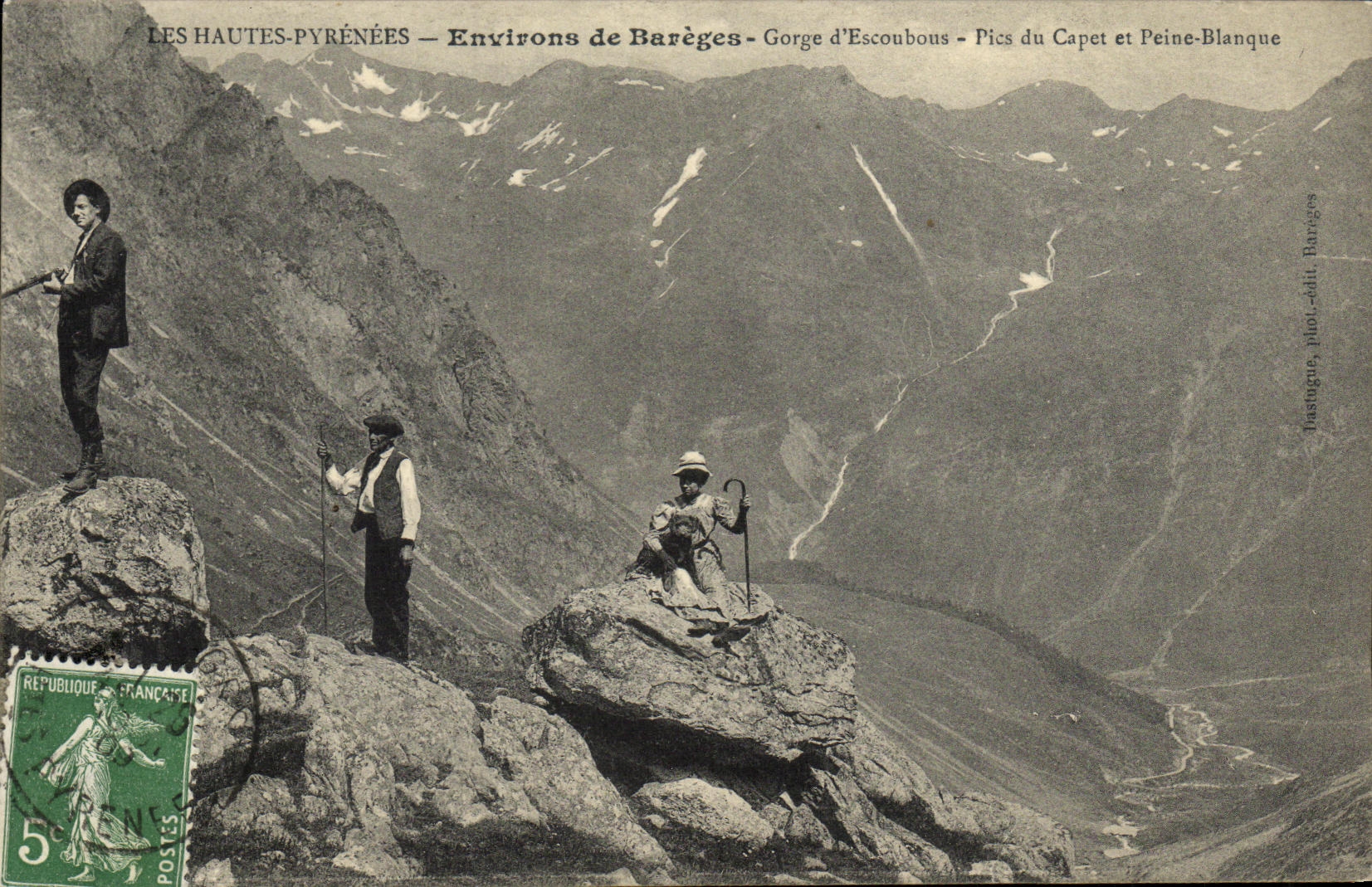 Les Hautes-Pyrénées — Umgebung von Barèges — Schlucht von Escoubous — Gipfel des Capet und Peine-Blanche — Tastague, phot. — Barèges