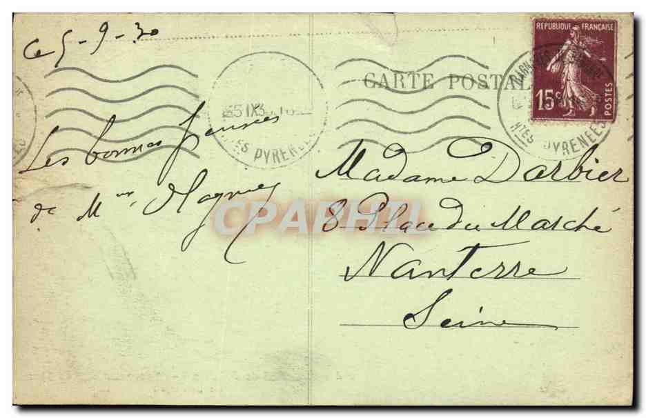 Tarjeta postal antigua Bagneres de Bigorre Excursiones al lago Azul El lago Azul — Reverso