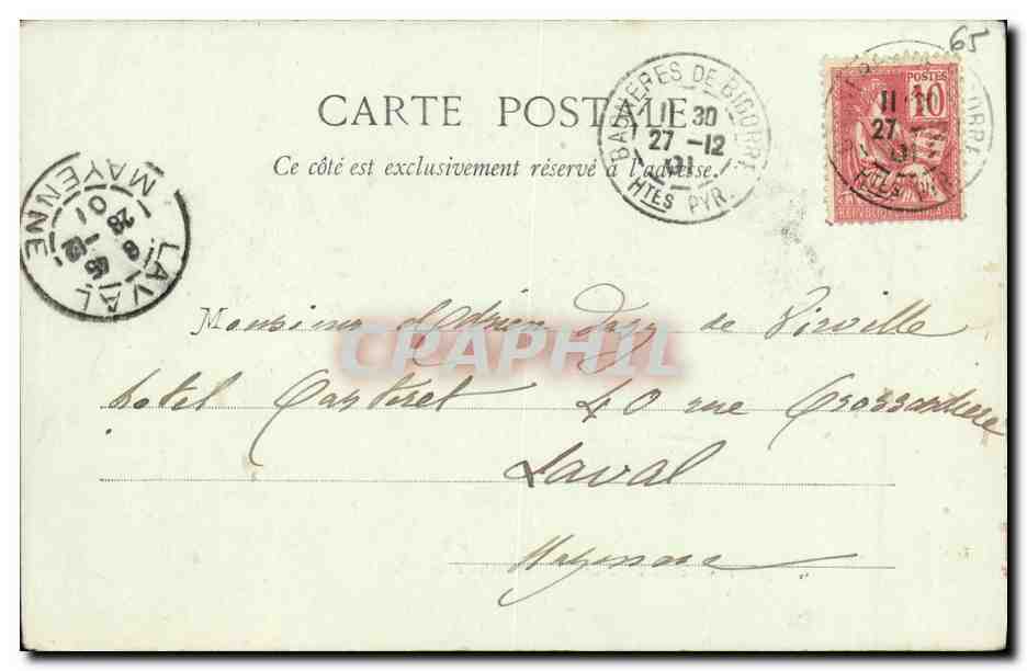 Tarjeta postal antigua Bagneres De Bigorre Vendedora De Madera TOP — Reverso