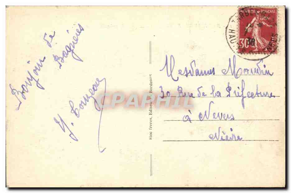 Bagnères-de-Bigorre — Allgemeiner Blick vom Bédat — Verlag: Bloc frères, Bordeaux — Rückseite