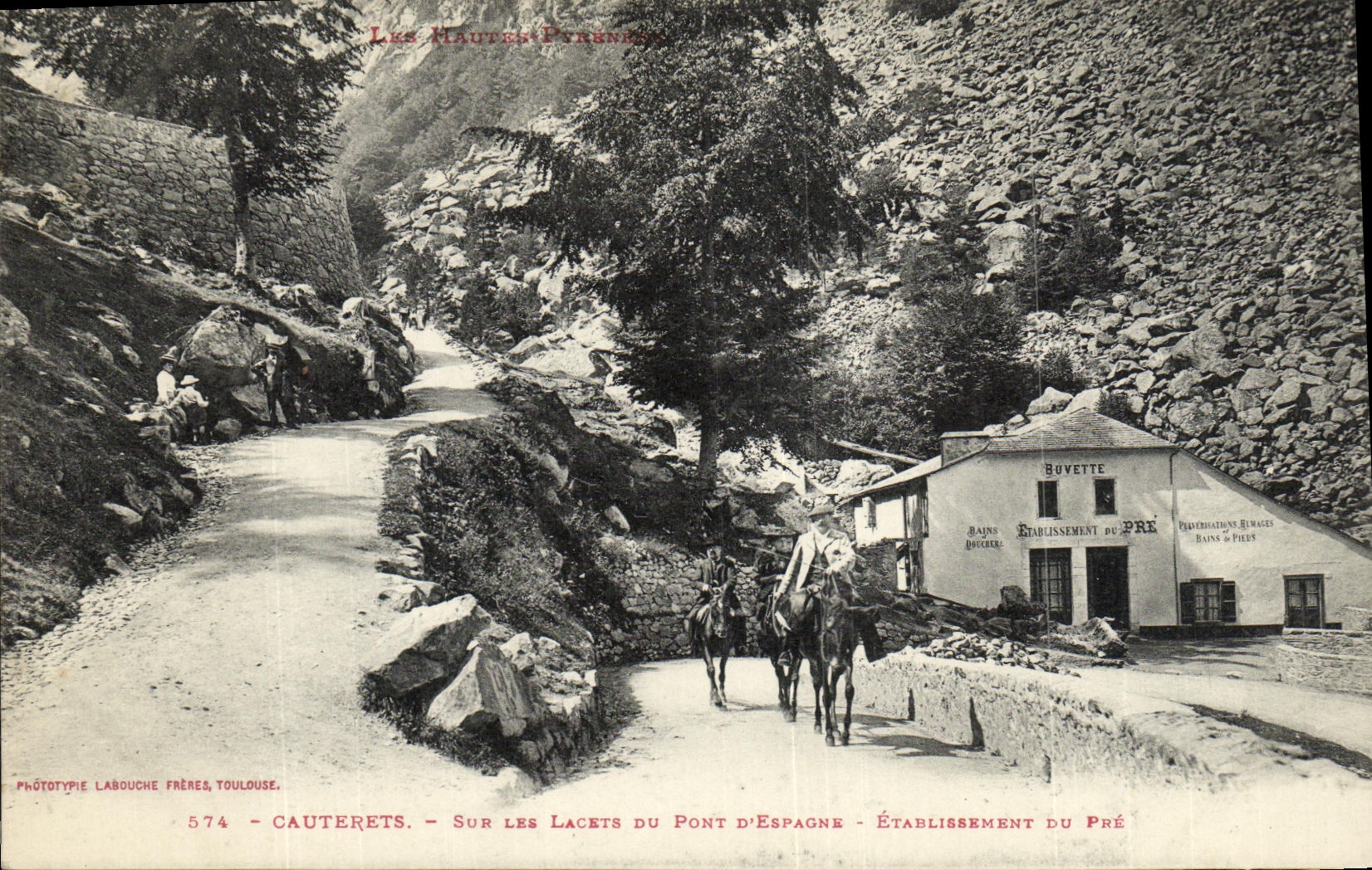 The High Pyrenees — On the Lacs du Pont d'Espagne — Établissement du Pré — Phototypie Labouche Frères, Toulouse, no. 574