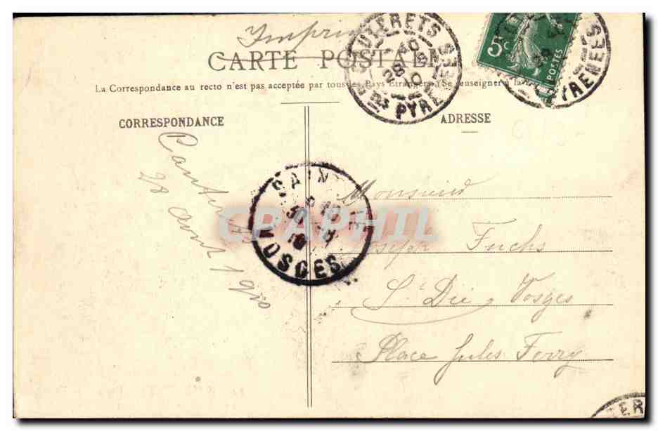 Cauterets - Vue sur la Ville - Le Chemin de la Raillère - BR-923 — Verso