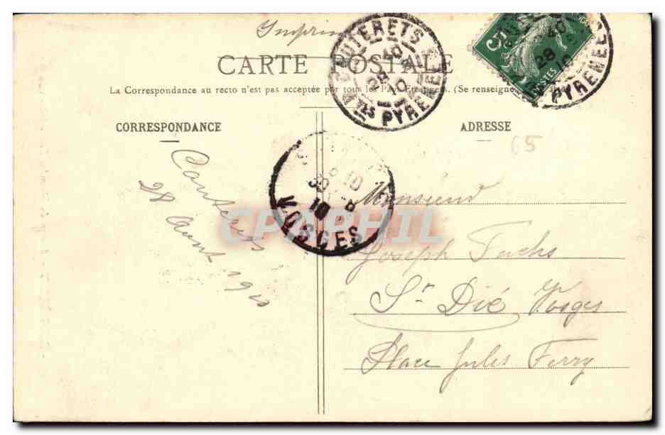 CPA Cauterets Avenue du Mamelon Vert — Back