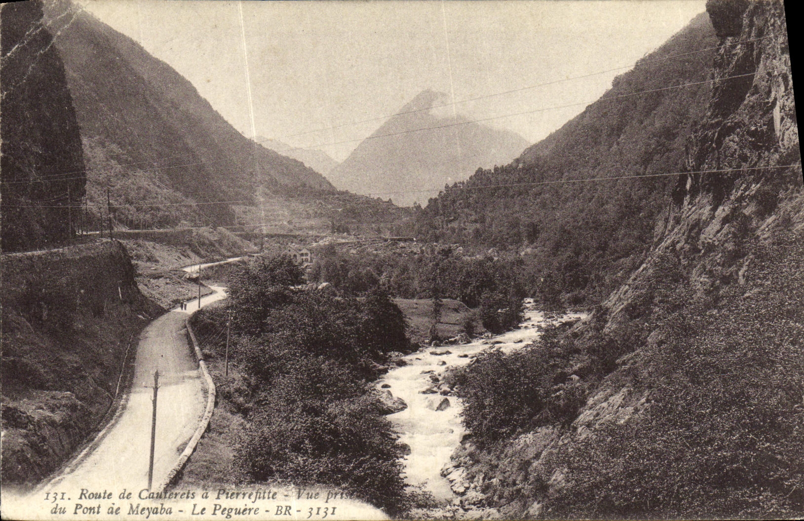 CPA Route de Cauterets Pierrefitte Vue Prise du Pont de Meyba Le Peguere