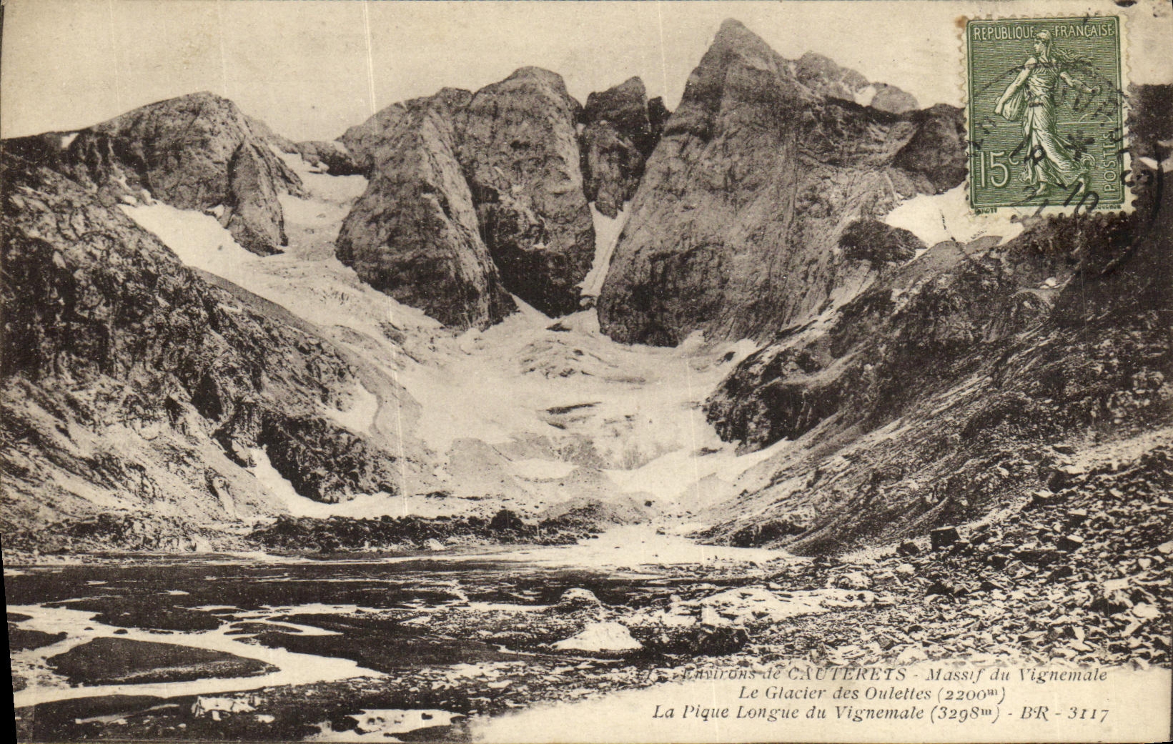 Le Glacier des Oulettes - Massif du Vignemale — BR-3117, éditeur Blue Frères, Bordeaux