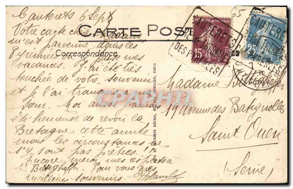 Umgebung von Cauterets — Auf der Straße der Königin Hortense — LL — Rückseite