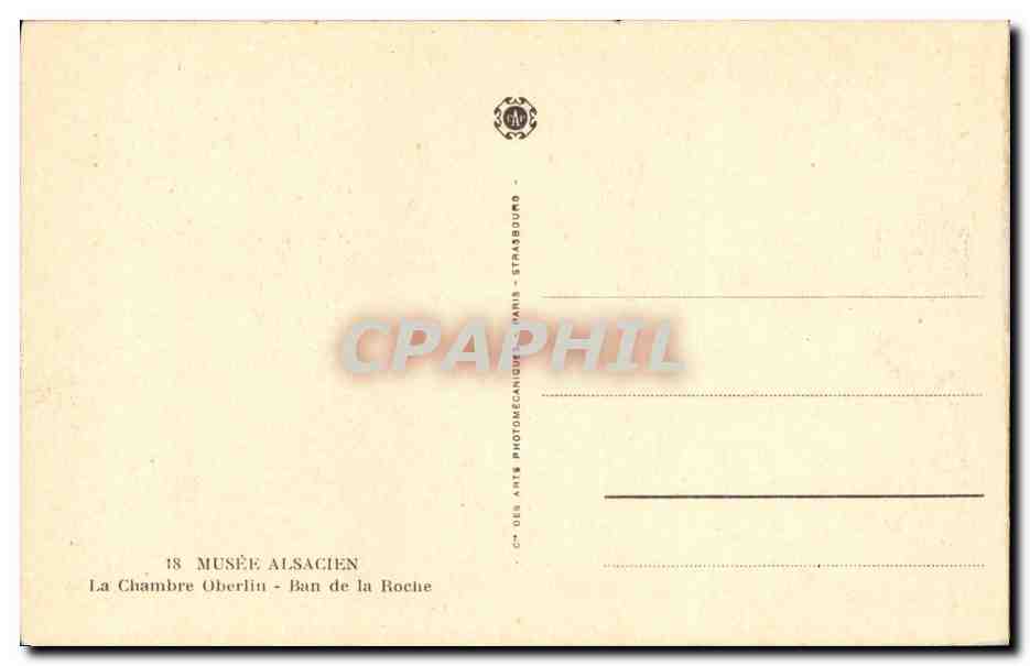 CPA Musee Alsacien La Chambre Oberlin Ban de la Roche Strasbourg — Rückseite