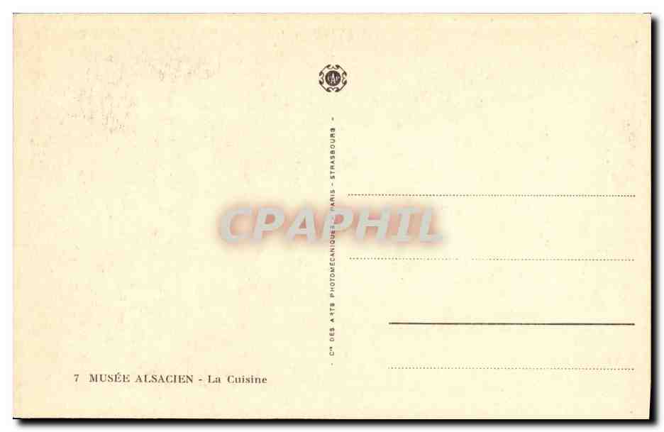 Cuisine alsacienne — Musée alsacien — Cité des Arts Photomécaniques, Paris — Verso