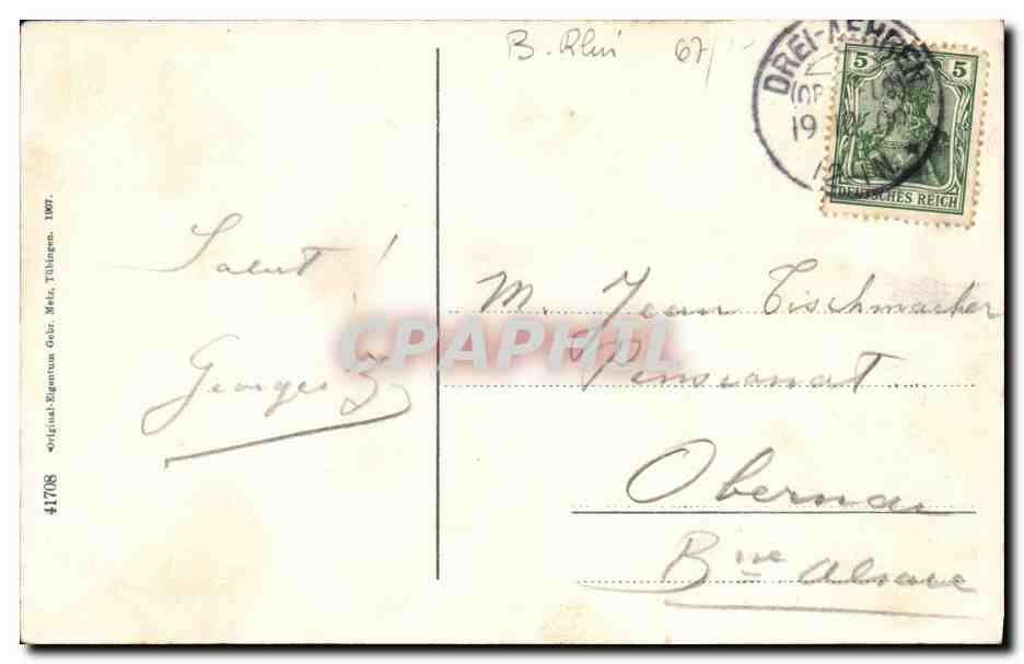 Drei Ähren-Trois Epis — Kleiner Hohnack — Original-Regatum Gehr. Mehr. Tübingen. 1907 — Rückseite