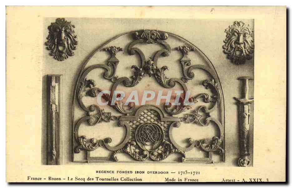 Porte en fer forgé de style Régence — Rouen — Collection Léon Secq des Tournelles — n° A.XXIX.3