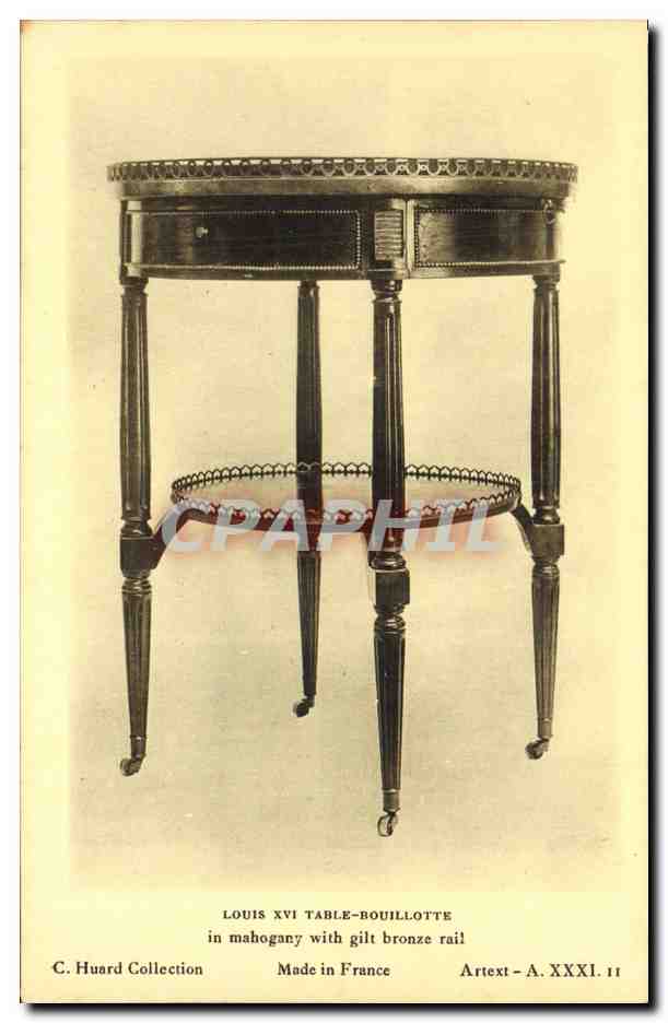 Table-bouillotte Louis XVI — mahogany with gilt bronze rail — C. Huard Collection, Artexx - A. XXXI. 11