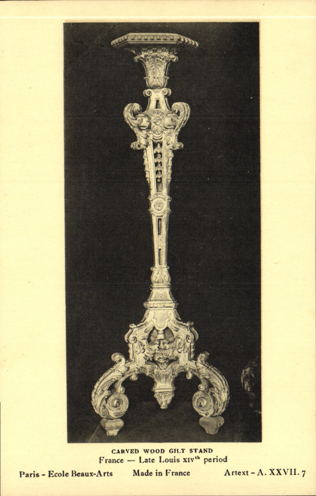 Goldverziertes, geschnitztes Holzgestell — Louis XIV-Zeit — École des Beaux-Arts, Paris — Arttext-A.XXVII.7
