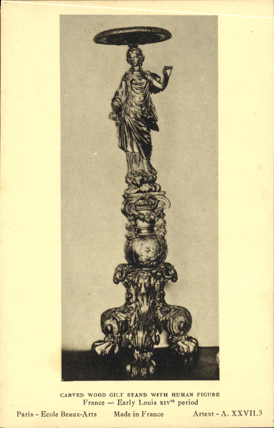 Stand en bois sculpté avec figure humaine — Époque Louis XIV — École des Beaux-Arts de Paris — Arttext-A.XXVII.3