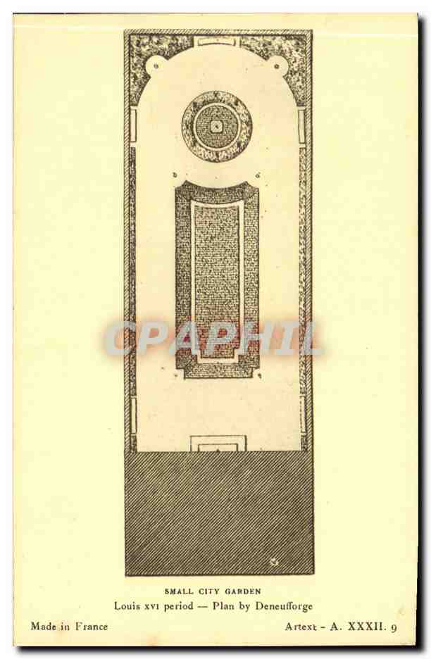 CPA Small City Garden Louis XVI period Plan by Deneufforge