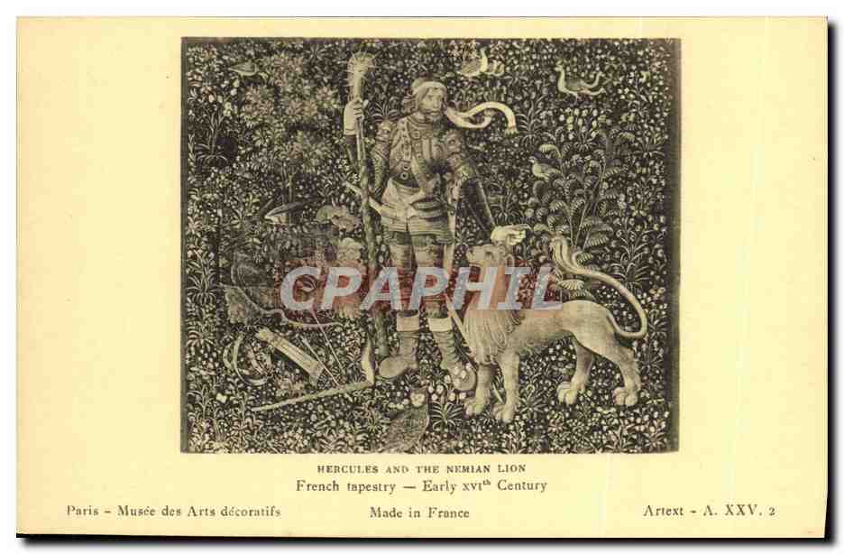 Hercule et le lion de Némée — Tapisserie française — Musée des Arts décoratifs, Paris — Arttext - A. XXV. 2