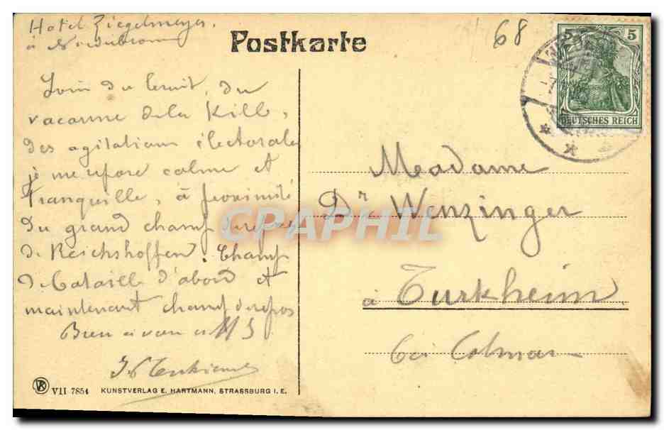 CPA Niederbronn Gegen die Wasenburg — Rückseite