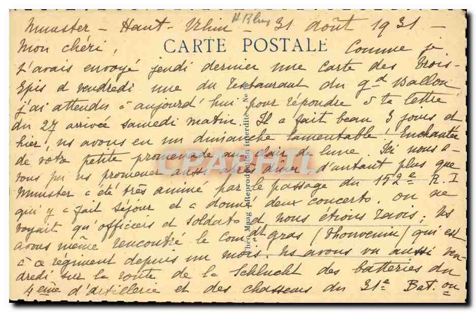 Monument « Aux Diaboles Bleus » au Grand-Ballon — éditeur non identifié, n° de série non visible — Reverso