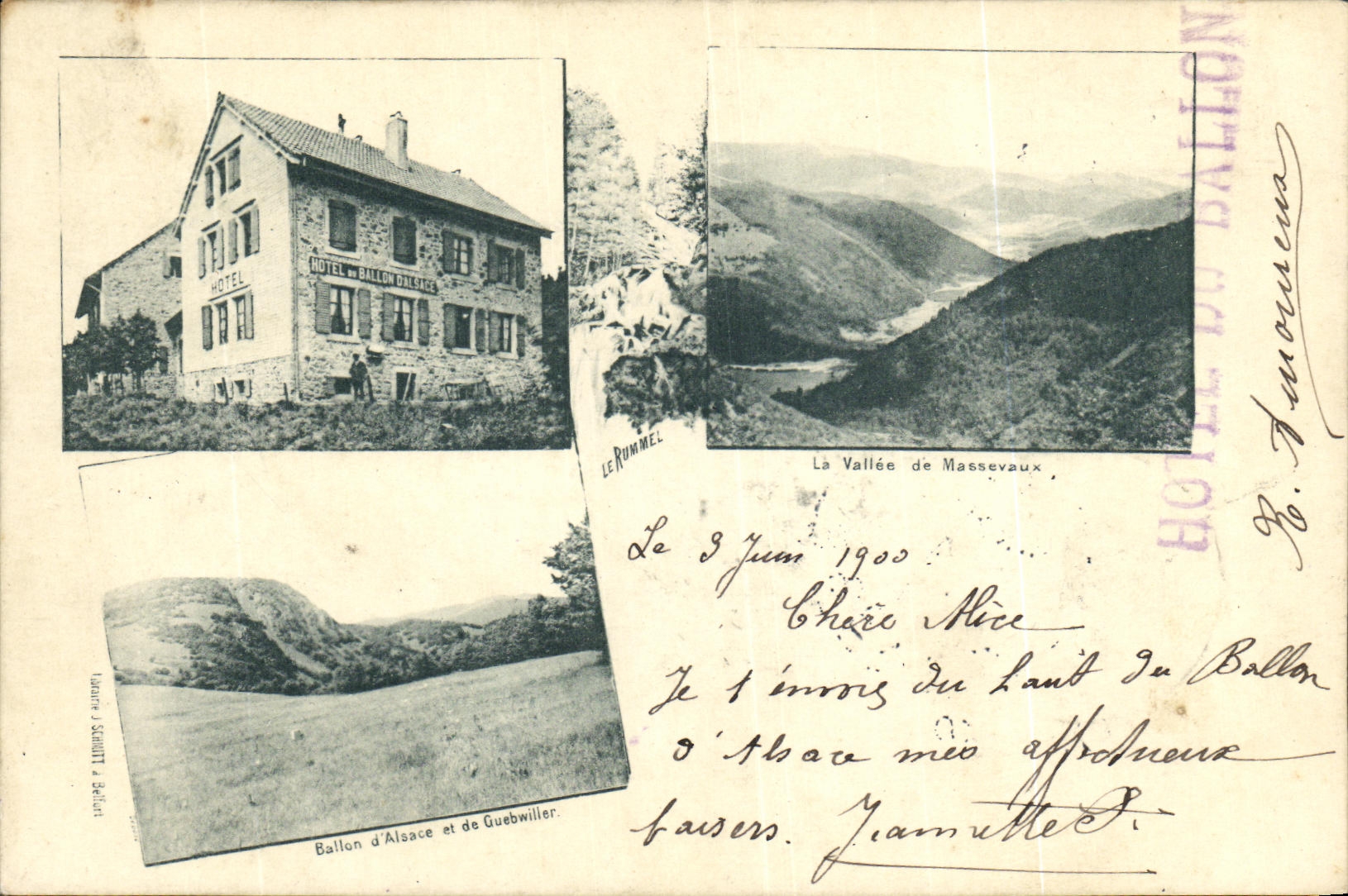 Hôtel du Ballon d'Alsace et de Guebwiller — La Vallée de Massevaux — Éditeur Le Rummel