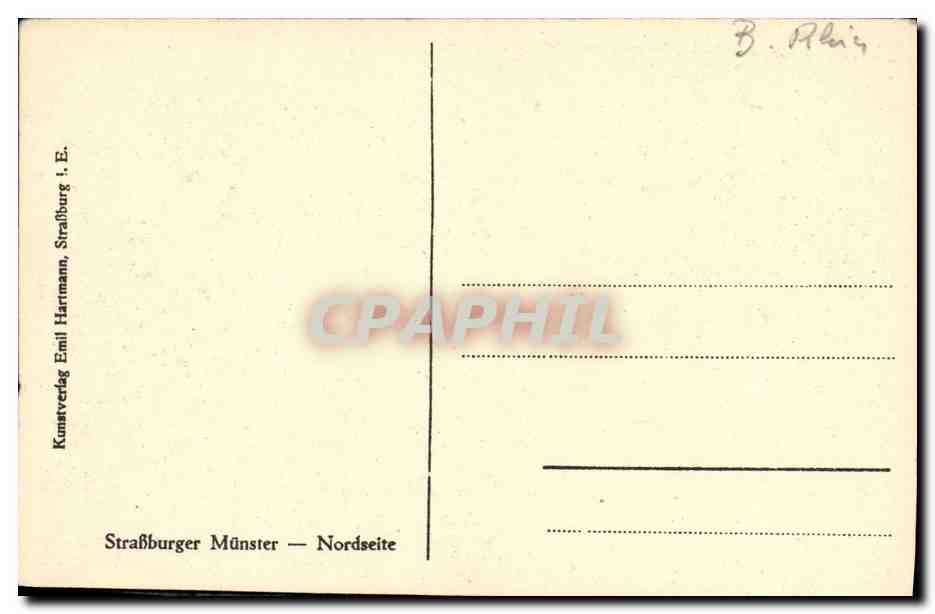CPA Strassburger Munster Nordesite Strasbourg — Verso