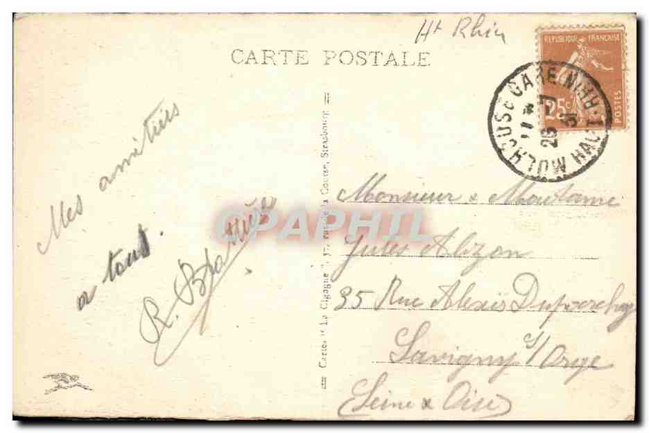 CPA Mulhouse Nouvelle poste pres de la Gare — Rückseite