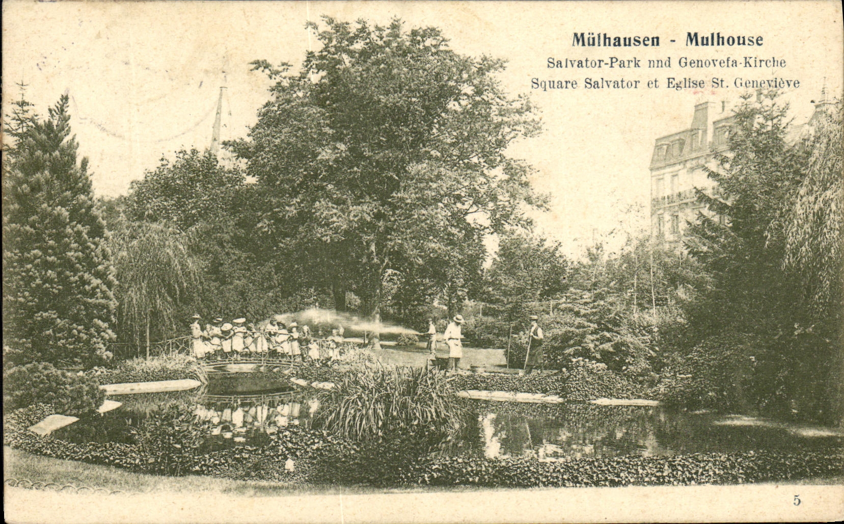CPA Mulhouse Square Salvator et Eglise St Genevieve Enfants