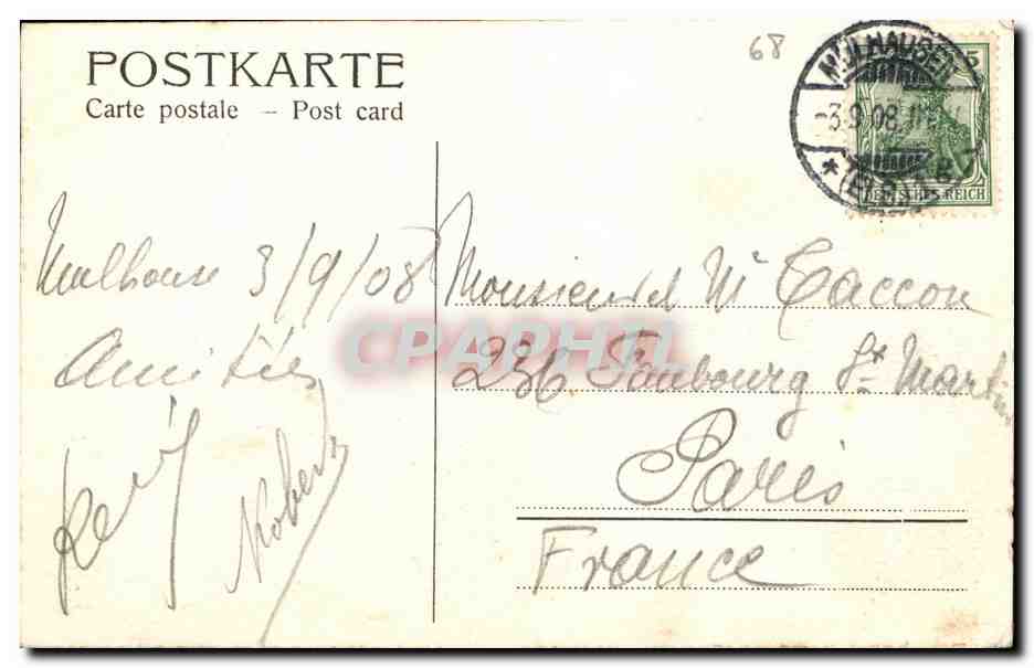 CPA Mulhouse Bollwerk — Rückseite