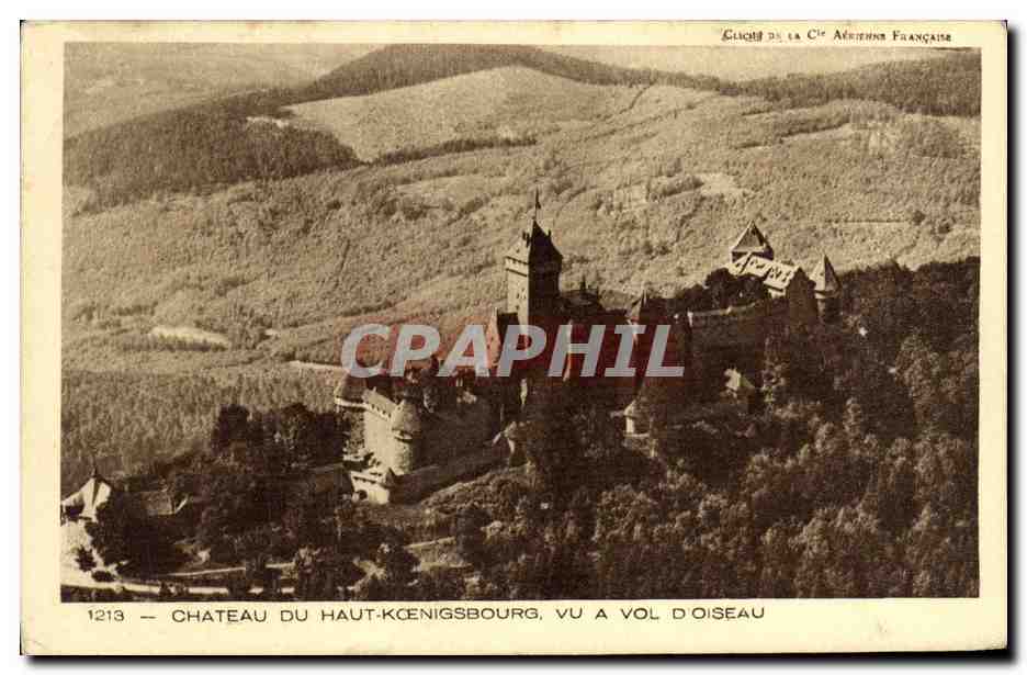 Château du Haut-Kœnigsbourg — vu à vol d'oiseau — Éditeur : BRAUN & Cie, Dornach