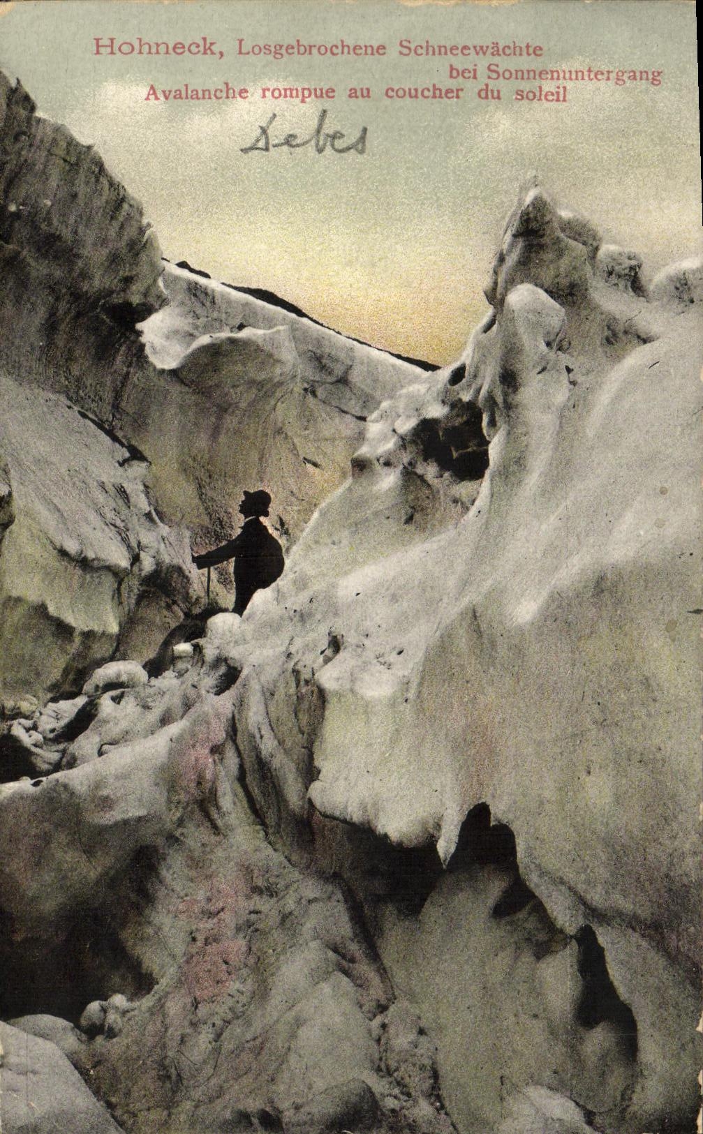 CPA Le Hohneck Avalanche rompue au coucher de soleil