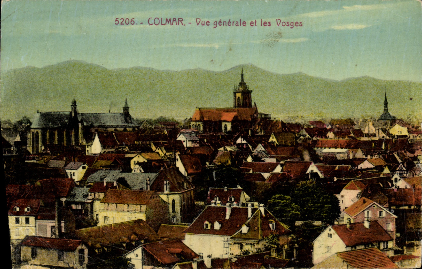 CPA Colmar Vue generale et les Vosges