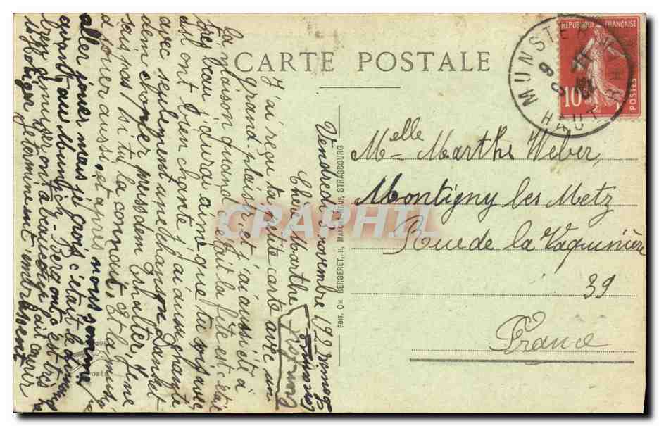 CPA Colmar Vue Generale et les vosges — Rückseite