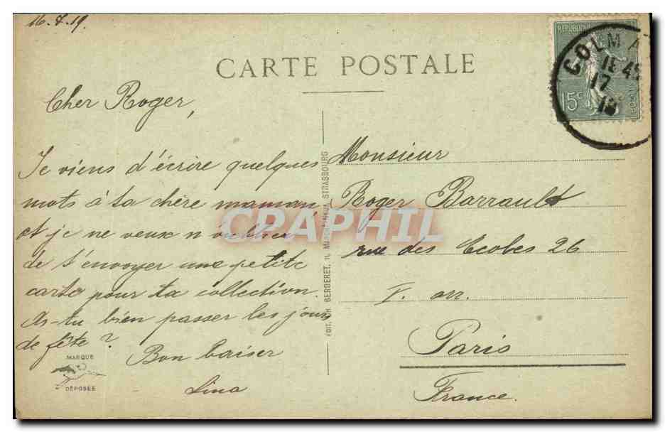 CPA Colmar Clocher de La Cathedrale et Chapelle de L Hopital — Rückseite